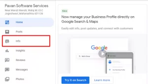 Google Business Profile Manager Click On Info Button