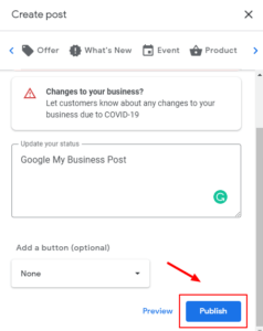 Publishing A Google My Business Post